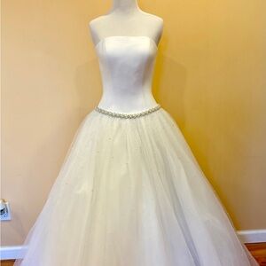 Oleg Cassini Tulle A-Line Skirt with Beaded Waist